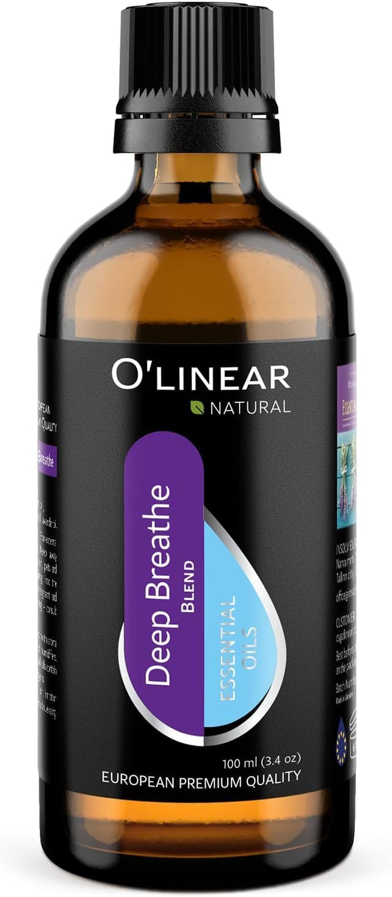 Breathe Essential Oil Blend - Calming Drops for Easy Breathing, Sweet Dreams and Relaxation, Mix of Peppermint, Lavender and Eucalyptus Oils Ideal for Humidifier, Meditation, and Home Spa Bulk Bottle