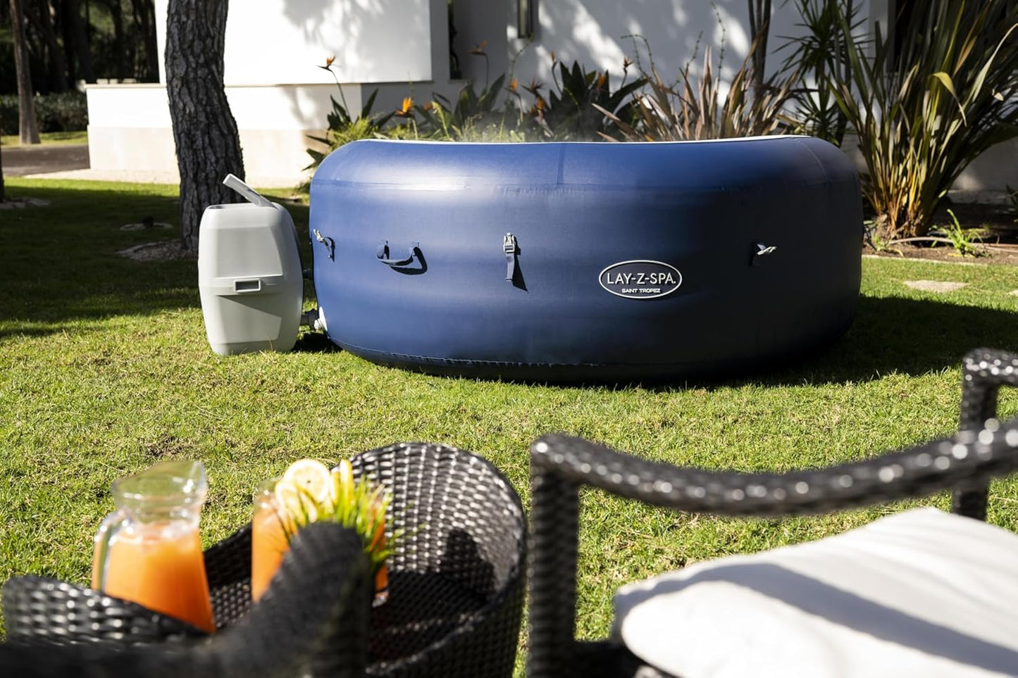 Saint Tropez Hot Tub with 120 Airjet Massage System with Floating LED Light. Includes Optional Wi-Fi Control with Alexa & Google Assistant. 4-6 Person, Exclusive to Amazon