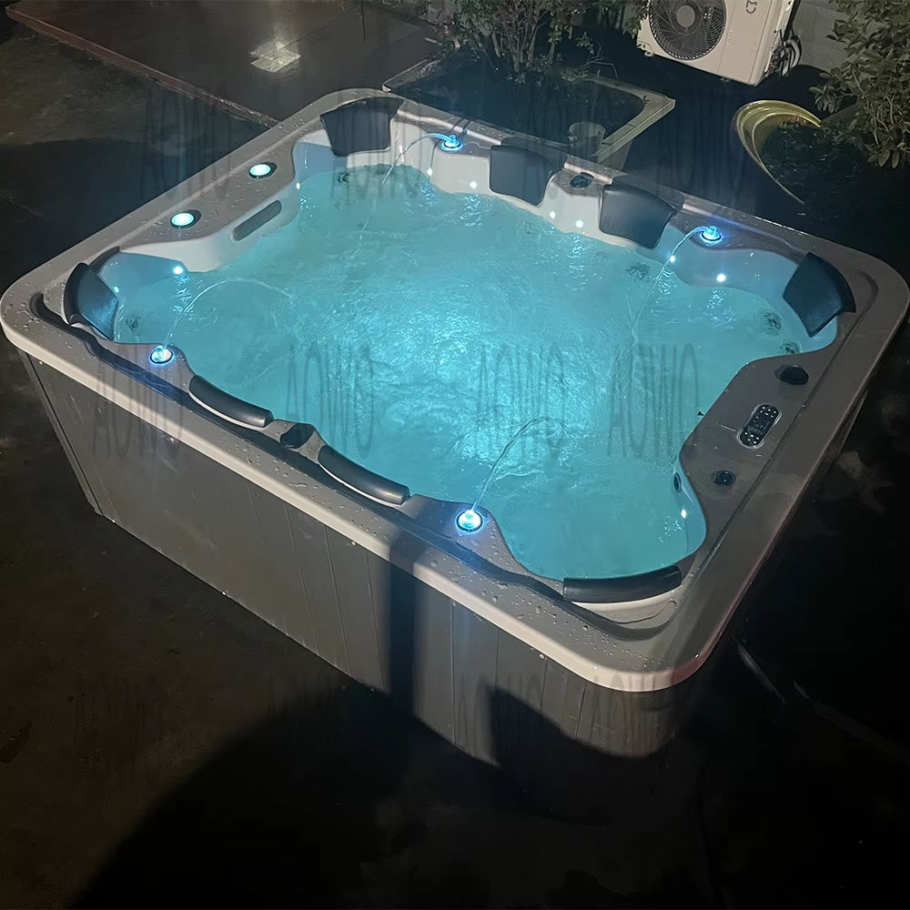 Large Outdoor Spa Hot Tub,Constant Temperature Heating Massage Hydrotherapy Bathtub,Multi-Person Garden Acrylic Swimming Pool