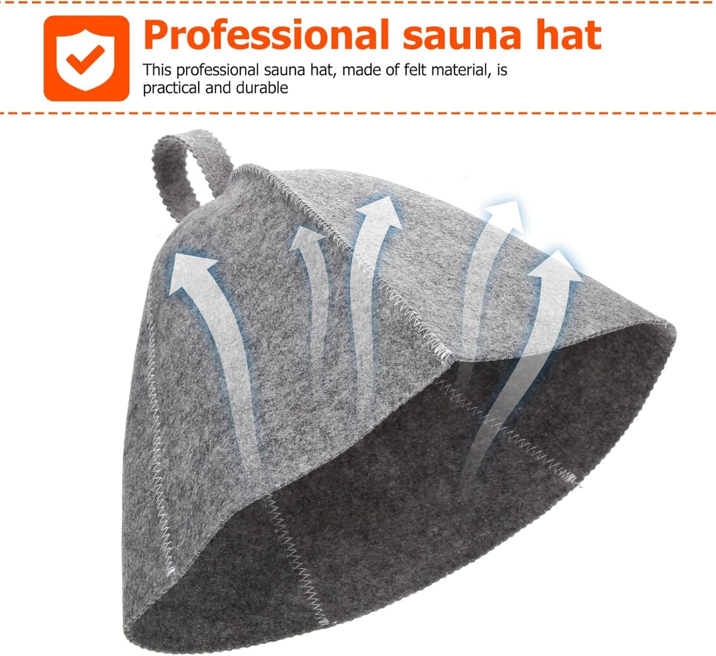 Original Wool Sauna Hat for Women and Men 2 Pack Natural Felt Sauna Accessories (Grey)