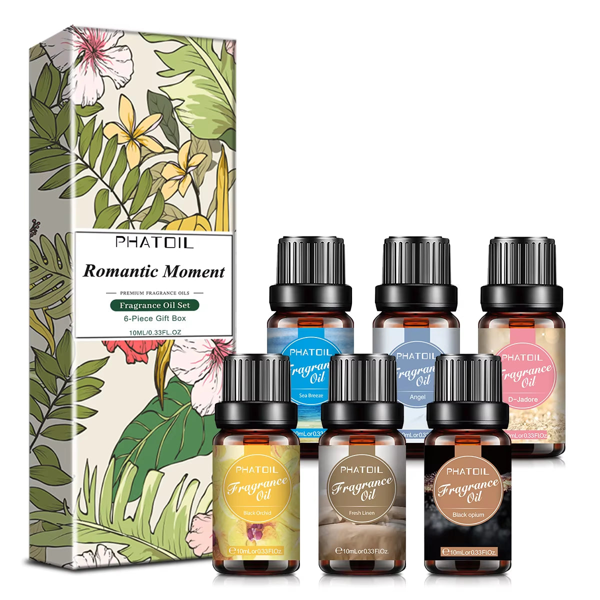 6Pcs Gift Box Set Romantic Moment Perfume Fragrance Oil Fresh Linen Black Opium Black Orchid Sea Breeze Angel D-Jadore