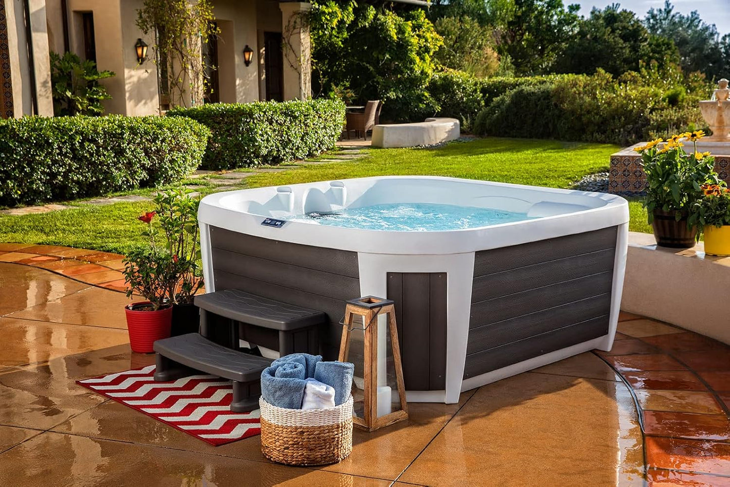 Happy 25 Lounge Plug & Play 13 Amp 5 Person Hot Tub - USA Made, Gecko Control, Full Insulation