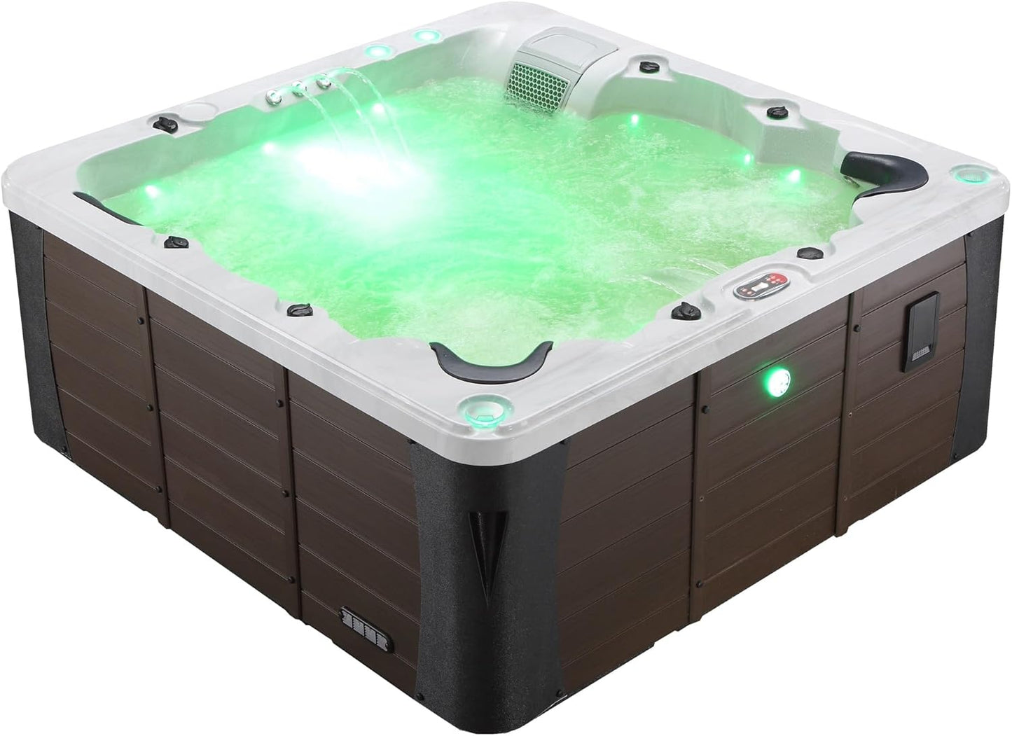Erie AI Hot Tub | 6-Person 46-Jet | 213 X 213 Cm Square, with Cover, LED Lighting, Heating and 46 Hydrotherapy Massage Jets, Year-Round Use