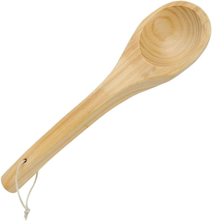 Wooden Sauna Ladle, Handmade Bath Ladle Sauna Spoon Water Dipper Spoon Sauna Accessories for Sauna SPA Kitchen, Length 39Cm