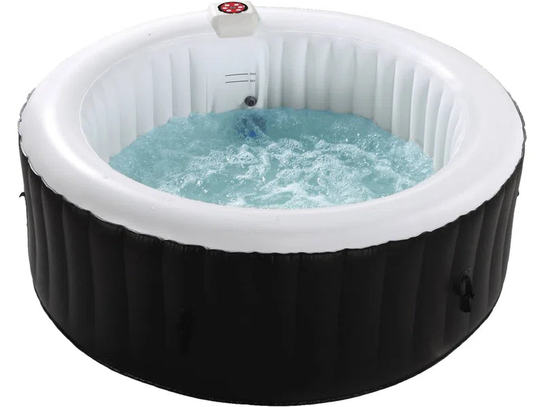 240V 6 Person - Person 130 - Jet Vinyl round Plug and Play Hot Tub in Black