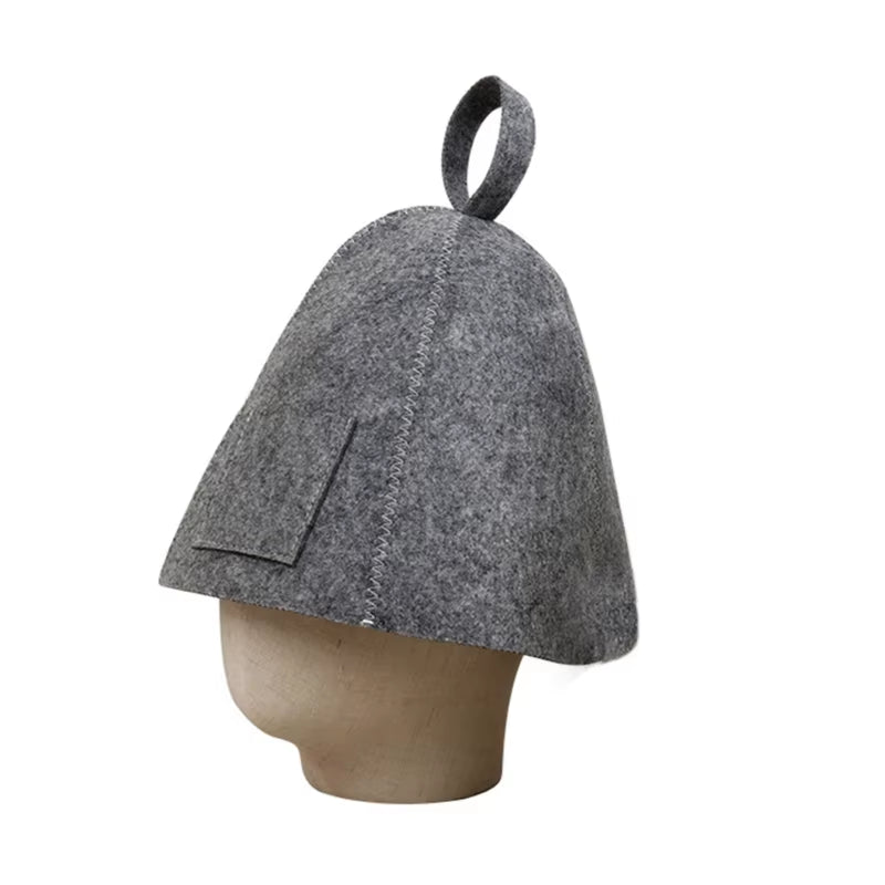 Wool Felt Sauna Set Hat Russian Glove Pad Fashionable Bath Shower Cap Men Women R7UB
