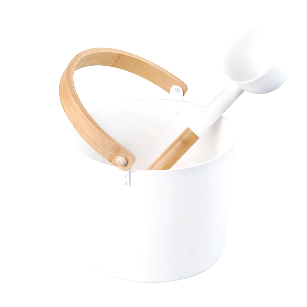 Winter Indoor Outdoor 7L Aluminum Sauna Bucket with Long Handle Spoon Set Matching Ladle Sauna Barrel Sauna Accessories