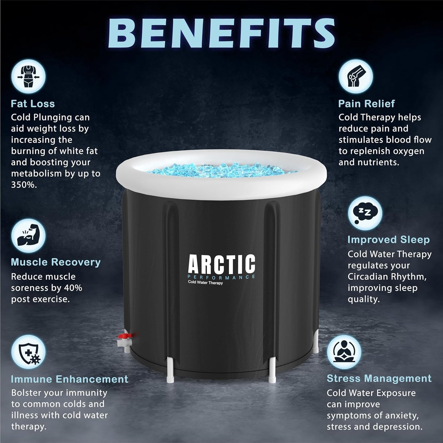 ® Ice Bath Tub for Recovery – 400L XL Portable Cold Water Therapy Tub for Athletes – 5-Layer Insulated Cold Plunge Pool with Thermo-Tech Thermometer & Bag – Outdoor Black