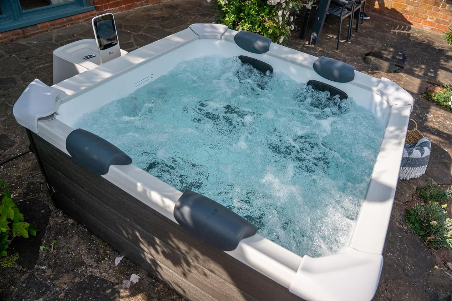 Oslo Hot Tub with Wi-Fi Control LED Lighting Hydrotherapy Jets and Cover Included - Portable Modular 13AMP Plug and Play