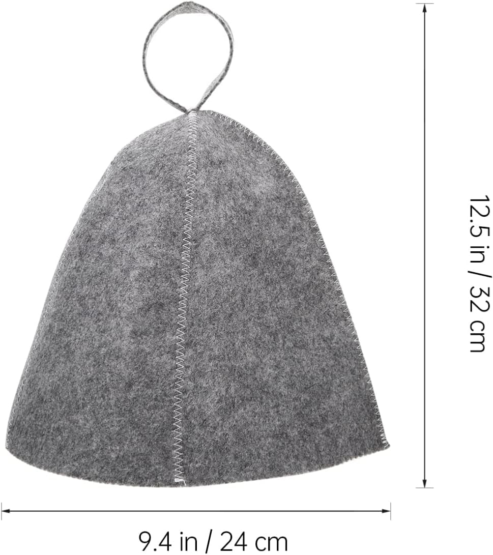 Original Wool Sauna Hat for Women and Men 2 Pack Natural Felt Sauna Accessories (Grey)