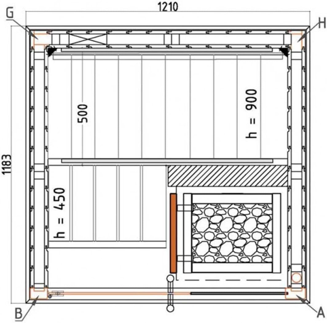 Harvia Sauna Cabin 121 Cm X 118 Cm X 202 Cm Mini 1 or 2 People Sauna Stove Included