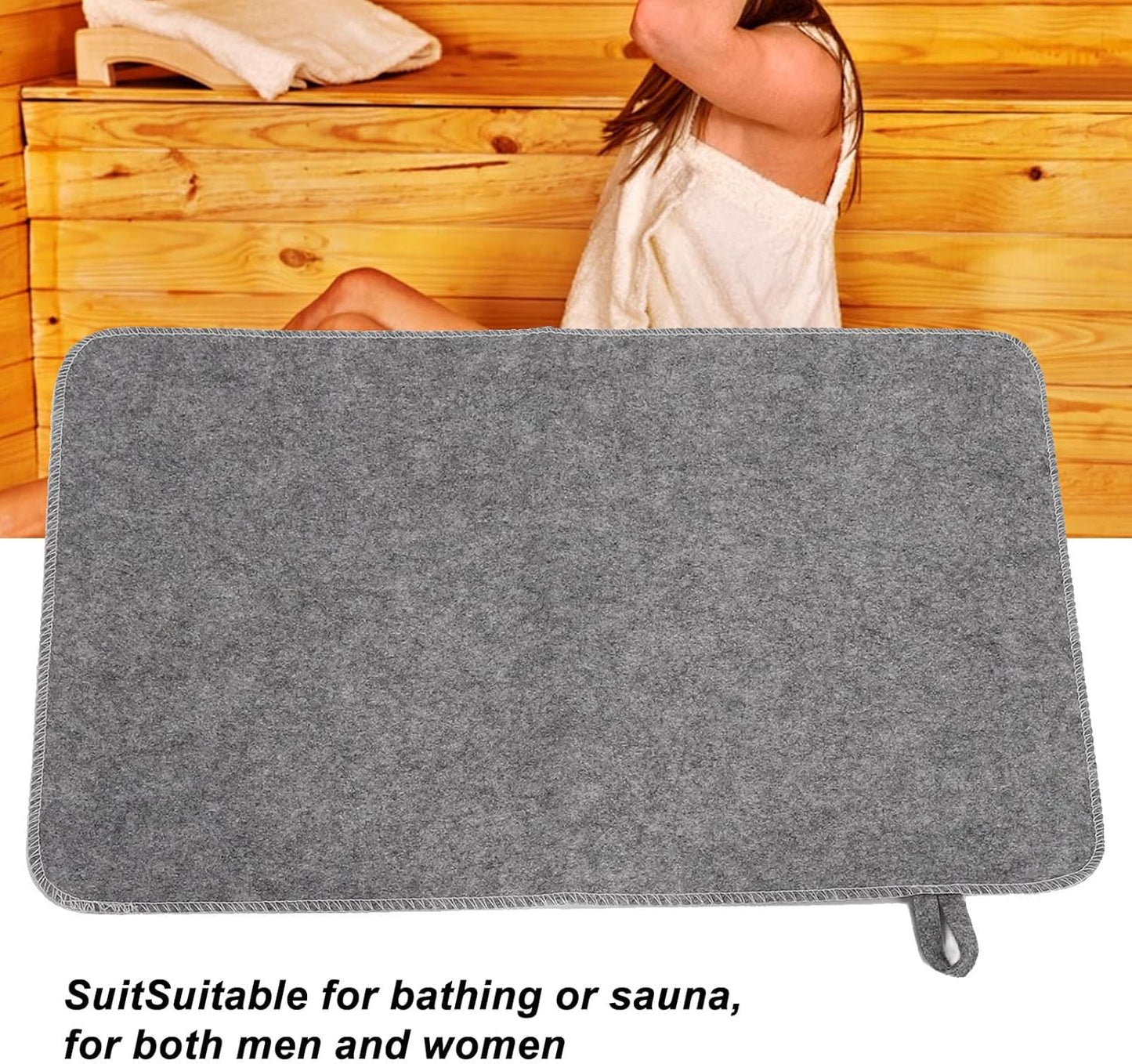 Felt Sauna Mat, Water Absorption, Heat Insulation, Durable Felt Material, Fine Stitches, Hanging, Sauna Accessory