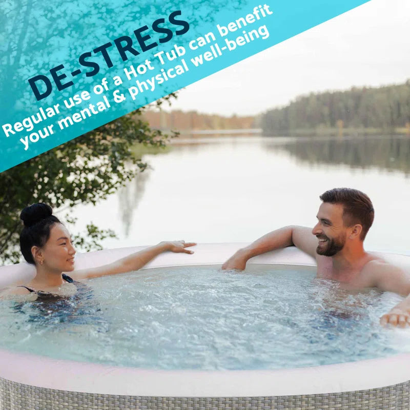 220V 4 Person - Person 110 - Jet Vinyl round Inflatable Hot Tub in Rattan Effect