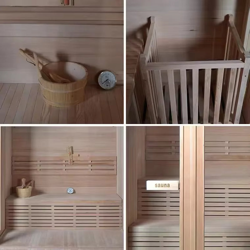Cheap Price Indoor 4 Person Traditional Wood Steam Sauna Room