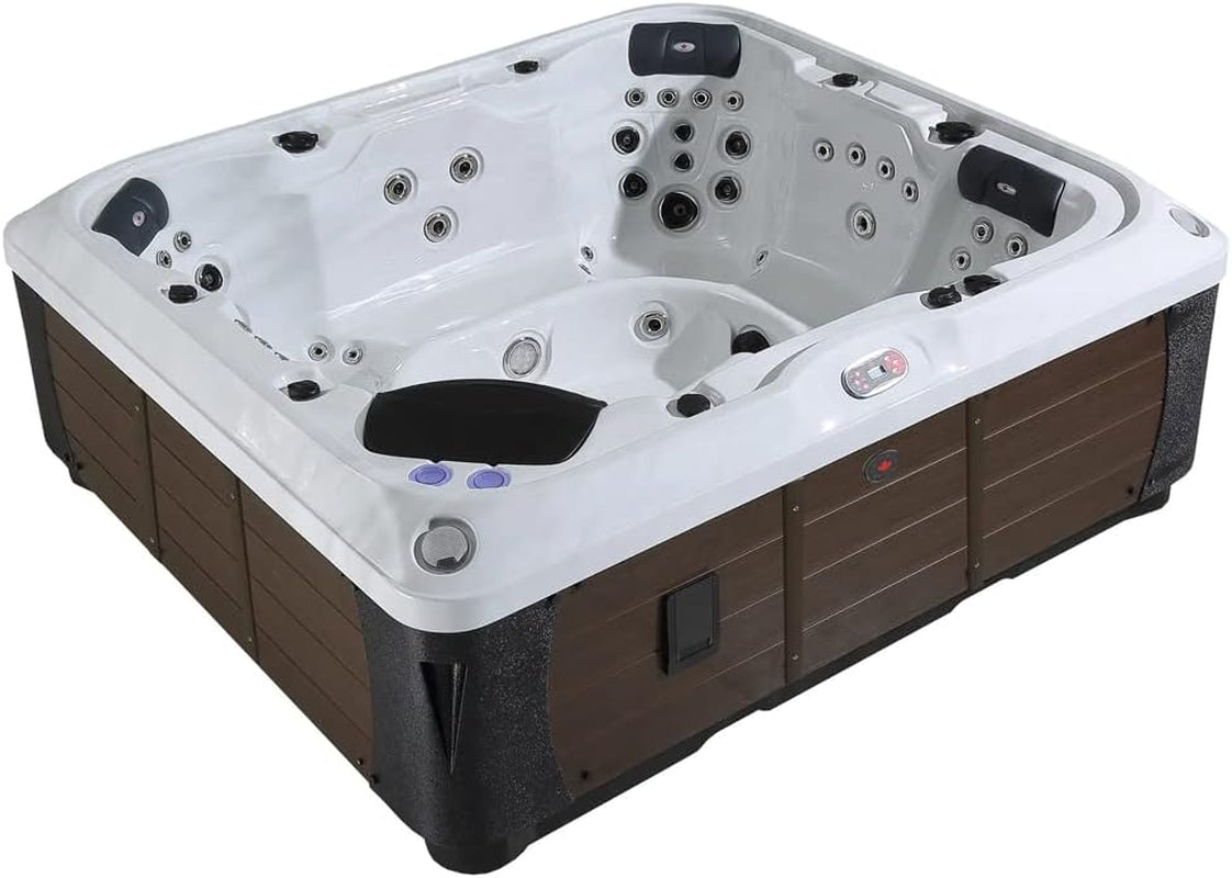 Alberta SF Hot Tub Outdoor Winterproof 6 Person Hot Tub with LED Lighting, Speaker, Aromatherapy and Insulation Cover