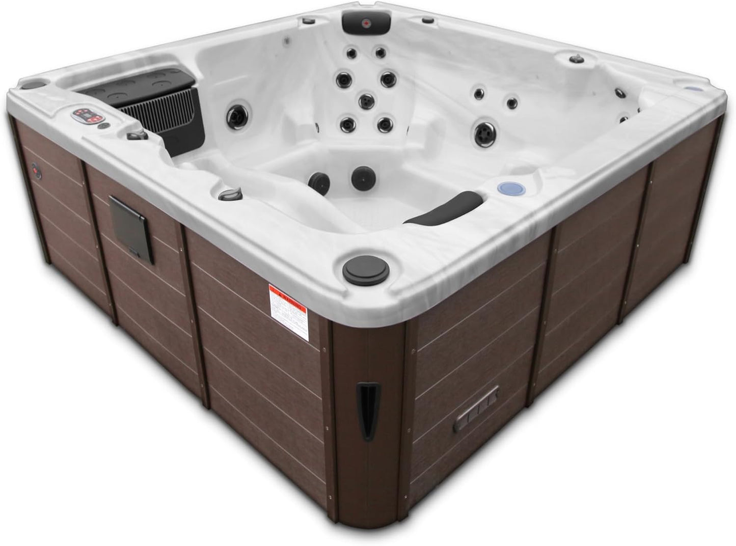 Thunder Bay AI Hot Tub | 6-Person 44-Jet | 219 X 219 Cm Square, with Cover, LED Lighting, Heating and 44 Hydrotherapy Massage Jets, Year-Round Use