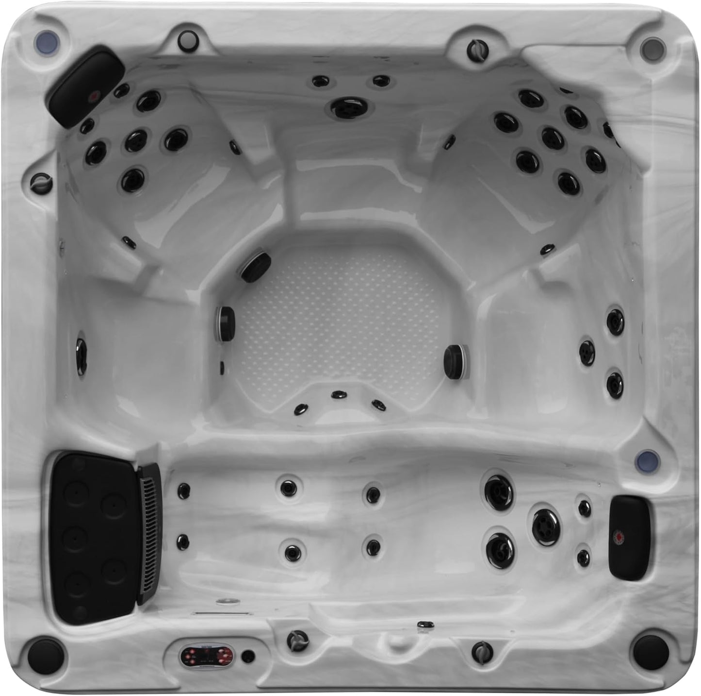 Thunder Bay AI Hot Tub | 6-Person 44-Jet | 219 X 219 Cm Square, with Cover, LED Lighting, Heating and 44 Hydrotherapy Massage Jets, Year-Round Use