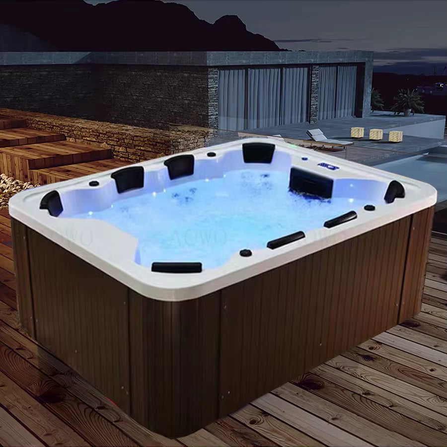 Large Outdoor Spa Hot Tub,Constant Temperature Heating Massage Hydrotherapy Bathtub,Multi-Person Garden Acrylic Swimming Pool