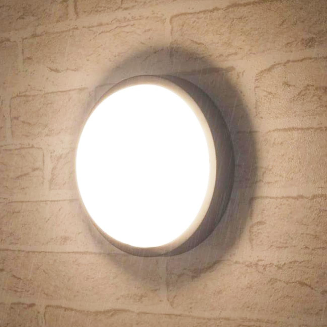 14W outside Bulkhead Lights, Ip54 Led round Bathroom Light,980Lm,4000K Natural White Sauna Wall Light,Waterproof outside Lights for Porch,Kitchen, Bedroom,Living Room (1 Pack)