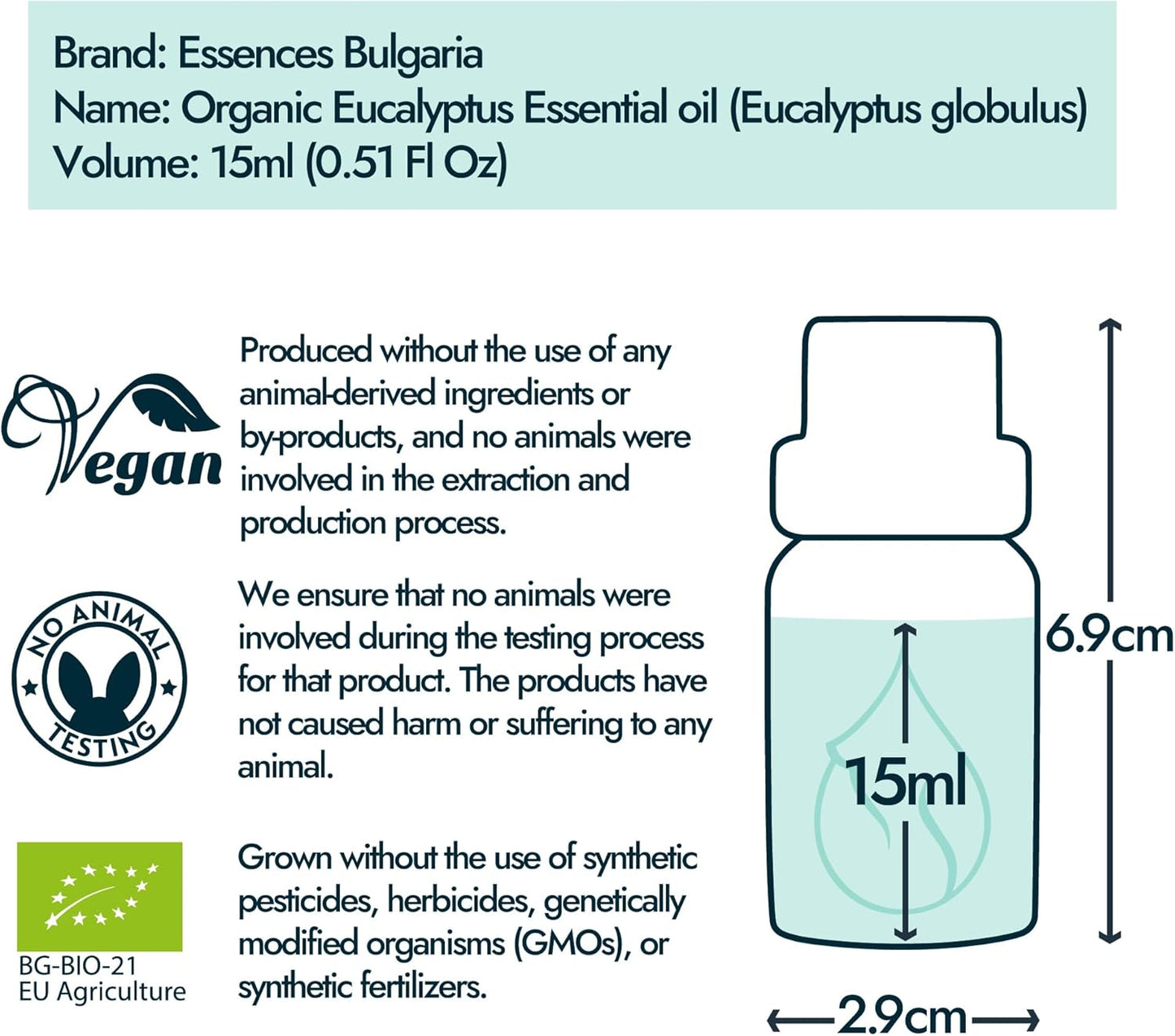 Organic Eucalyptus Essential Oil 15Ml Eucalyptus Globulus 100% Pure Natural Undiluted Therapeutic Grade for Aromatherapy Diffuser Humidifier Air Purifier Sauna Steam Room