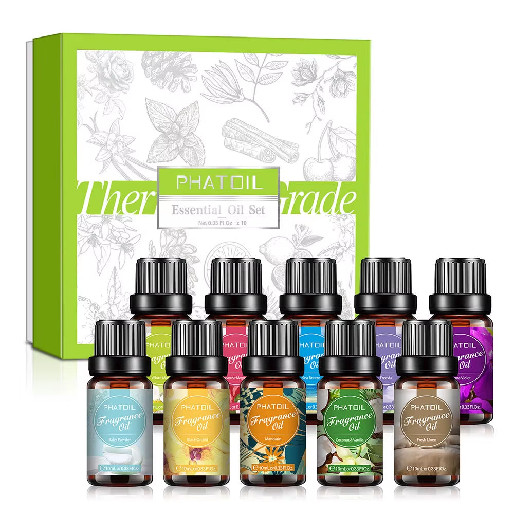10Ml Essential Oils Set White Musk Freesia Mandarin Aromatic Diffuser Fragrance Oils for Humidifier Candles Soap Making