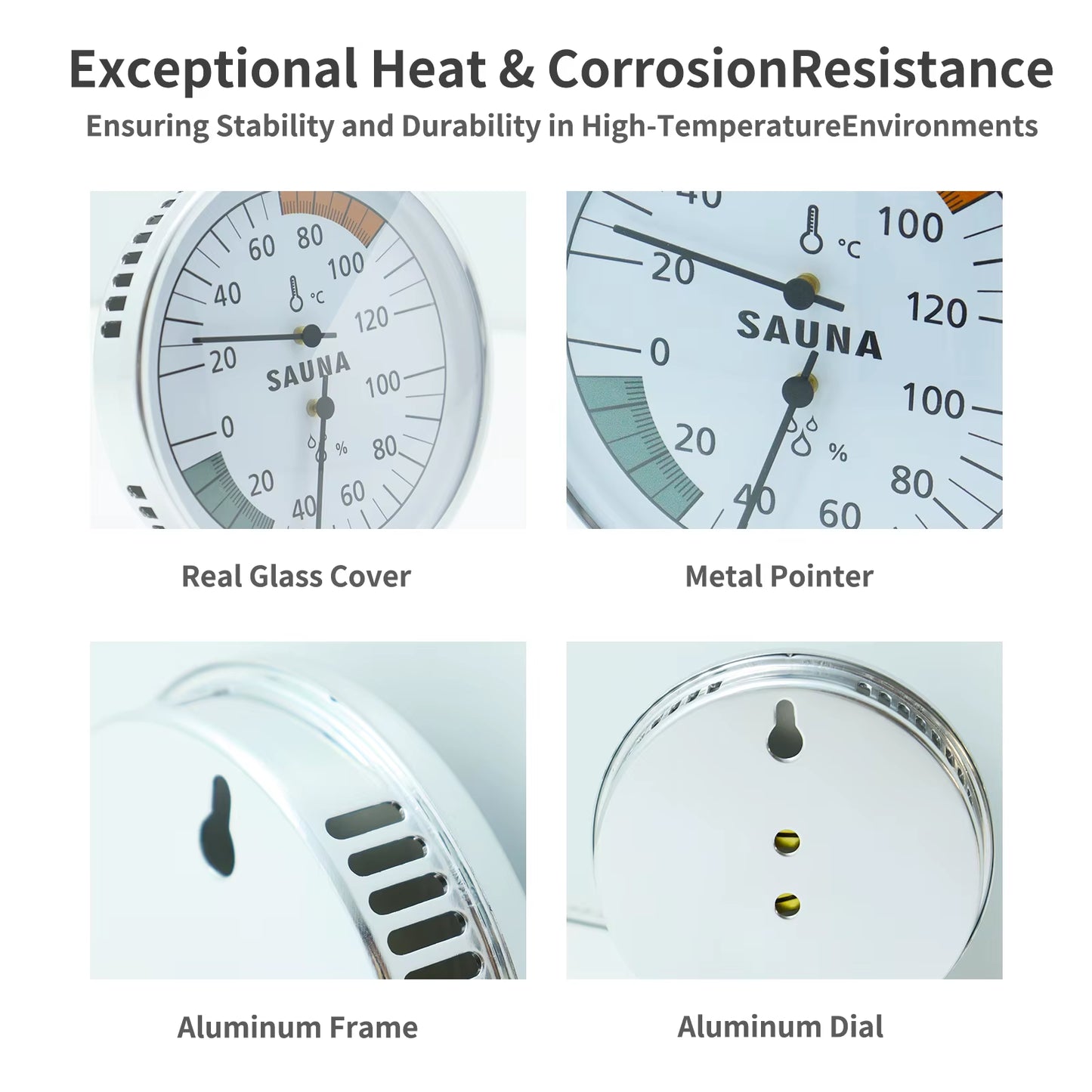 Dial Hanging Household Sauna Hygrometer Thermometer for Room Temperature Testing Sauna Thermometer Hygrometer