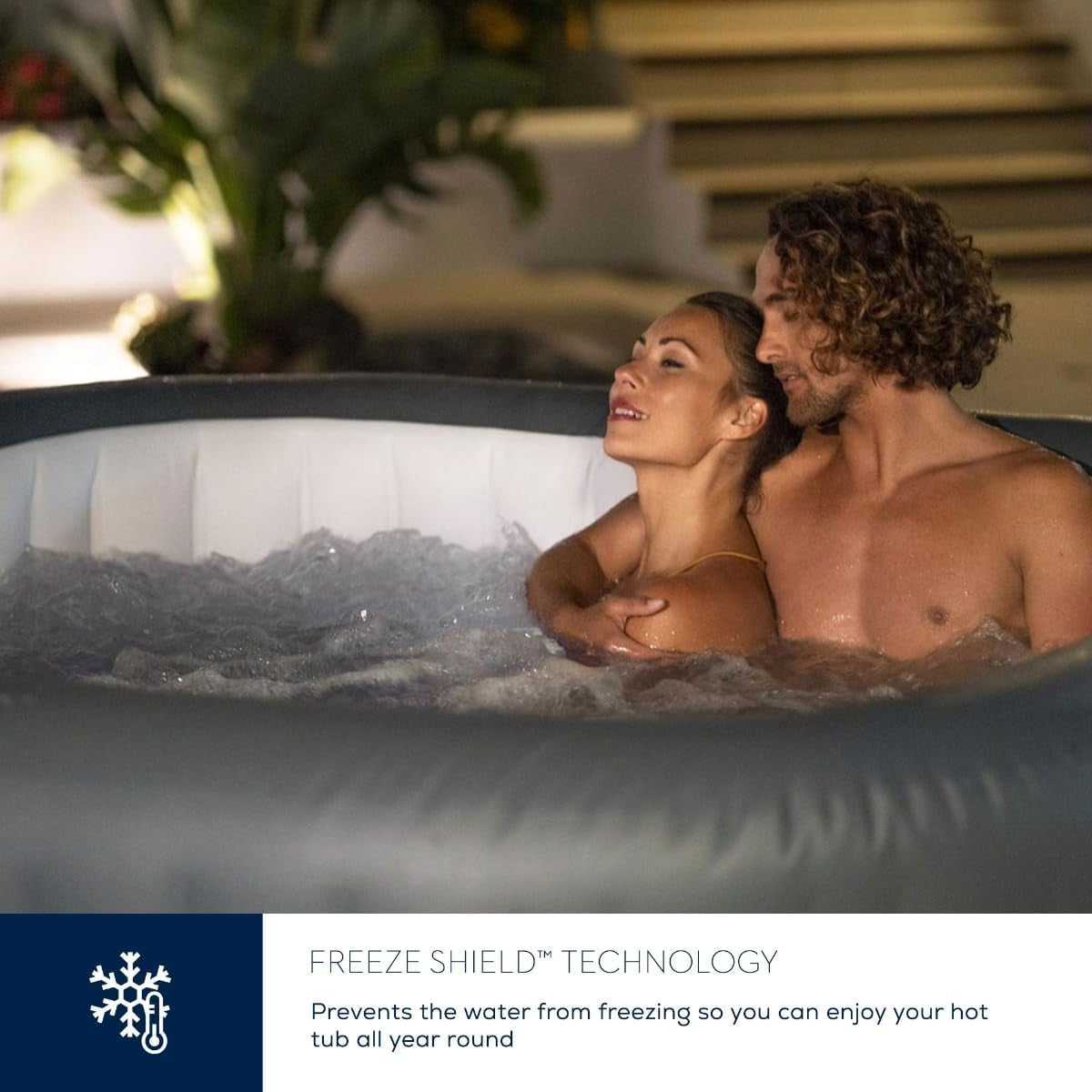 Hawaii Hot Tub, 8 Hydrojet Pro Massage System Inflatable Spa with Freeze Shield Technology and Sociable Square Shape, 4-6 Person