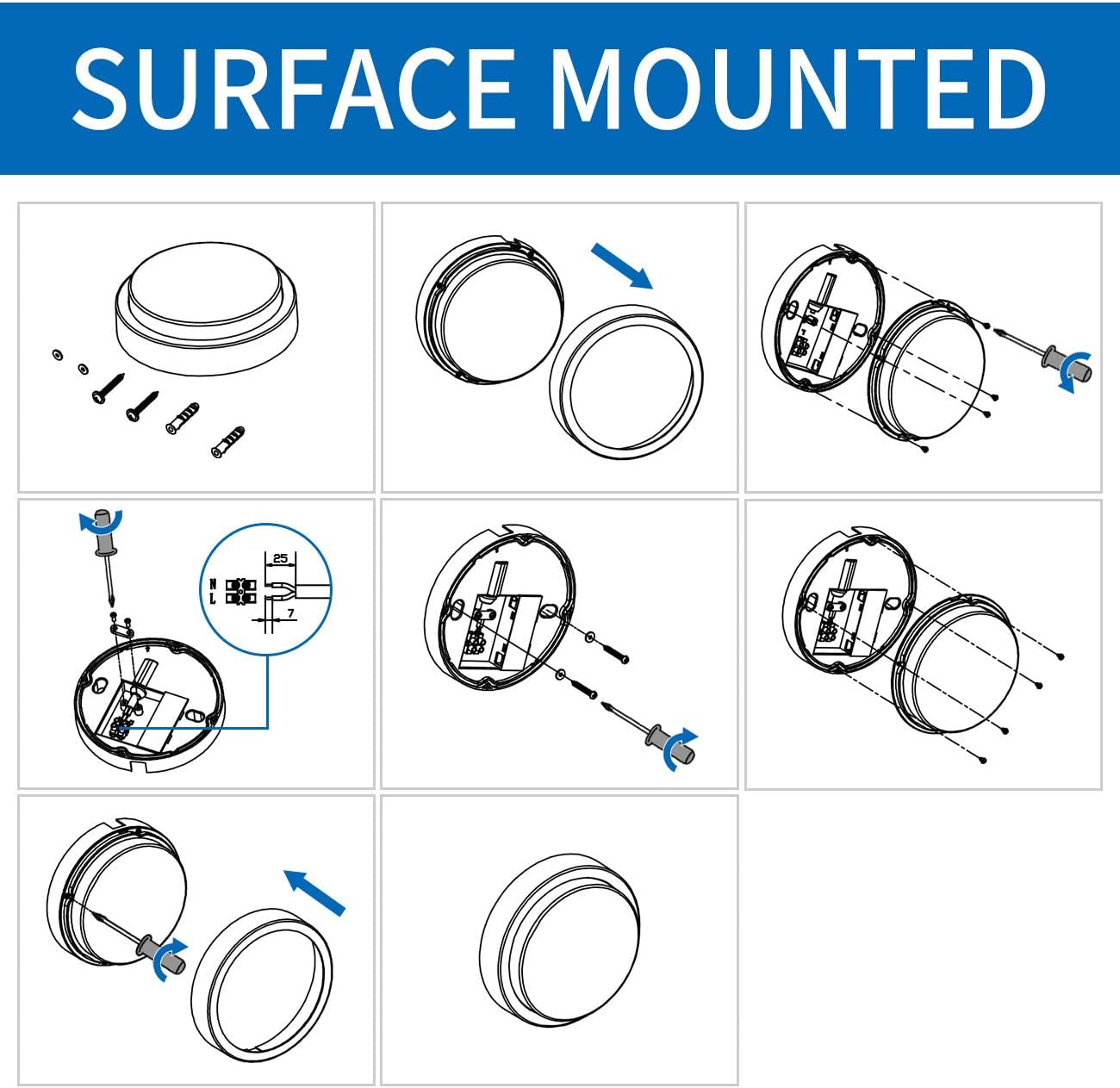 14W outside Bulkhead Lights, Ip54 Led round Bathroom Light,980Lm,4000K Natural White Sauna Wall Light,Waterproof outside Lights for Porch,Kitchen, Bedroom,Living Room (1 Pack)