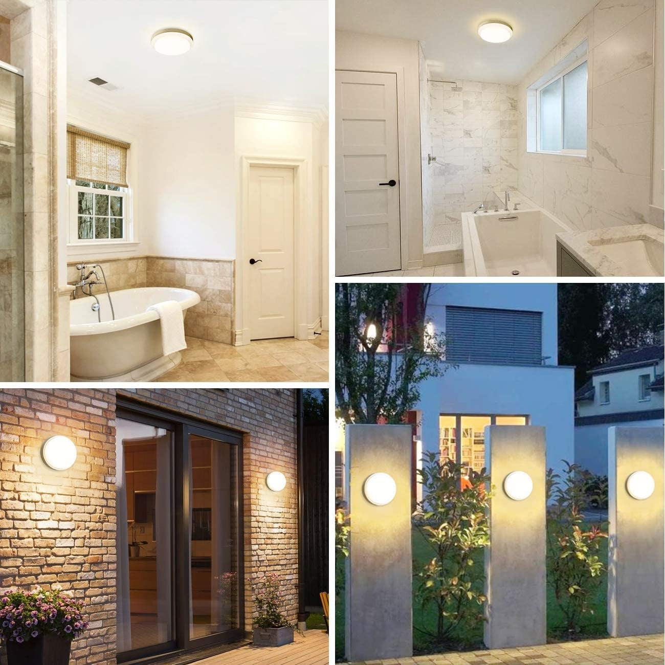 14W outside Bulkhead Lights, Ip54 Led round Bathroom Light,980Lm,4000K Natural White Sauna Wall Light,Waterproof outside Lights for Porch,Kitchen, Bedroom,Living Room (1 Pack)