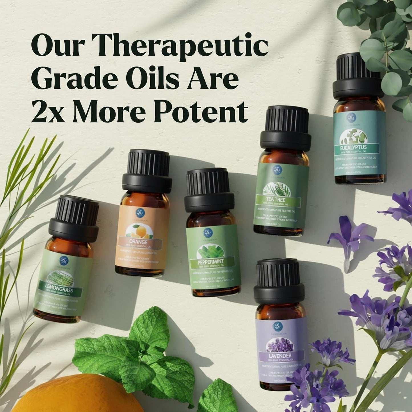 Aromatherapy Essential Oils Gift Set,100% Pure Premium Therapeutic Grade Oils Kit -Lavender, Tea Tree, Eucalyptus, Lemongrass, Orange, Peppermint