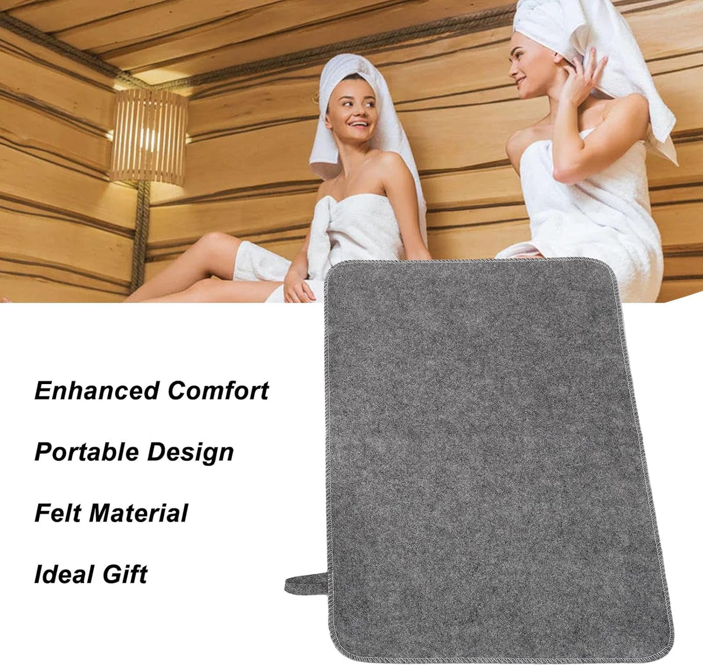Felt Sauna Mat, Water Absorption, Heat Insulation, Durable Felt Material, Fine Stitches, Hanging, Sauna Accessory