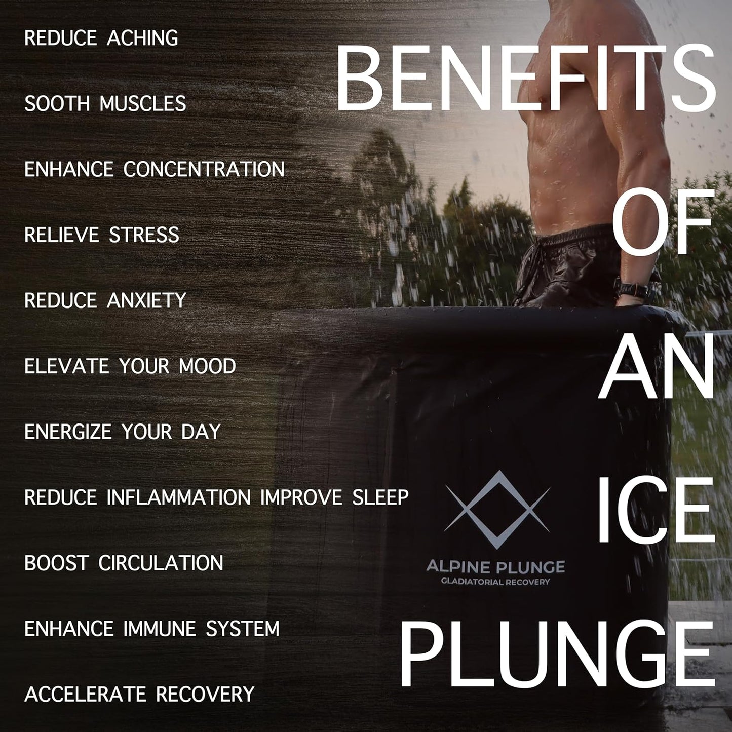 Alpine Plunge - the Ultimate Healing Ice Bath - Ice Recovery Tub - Cold Therapy for Faster Muscle Recovery and Enhanced Athletic Performance