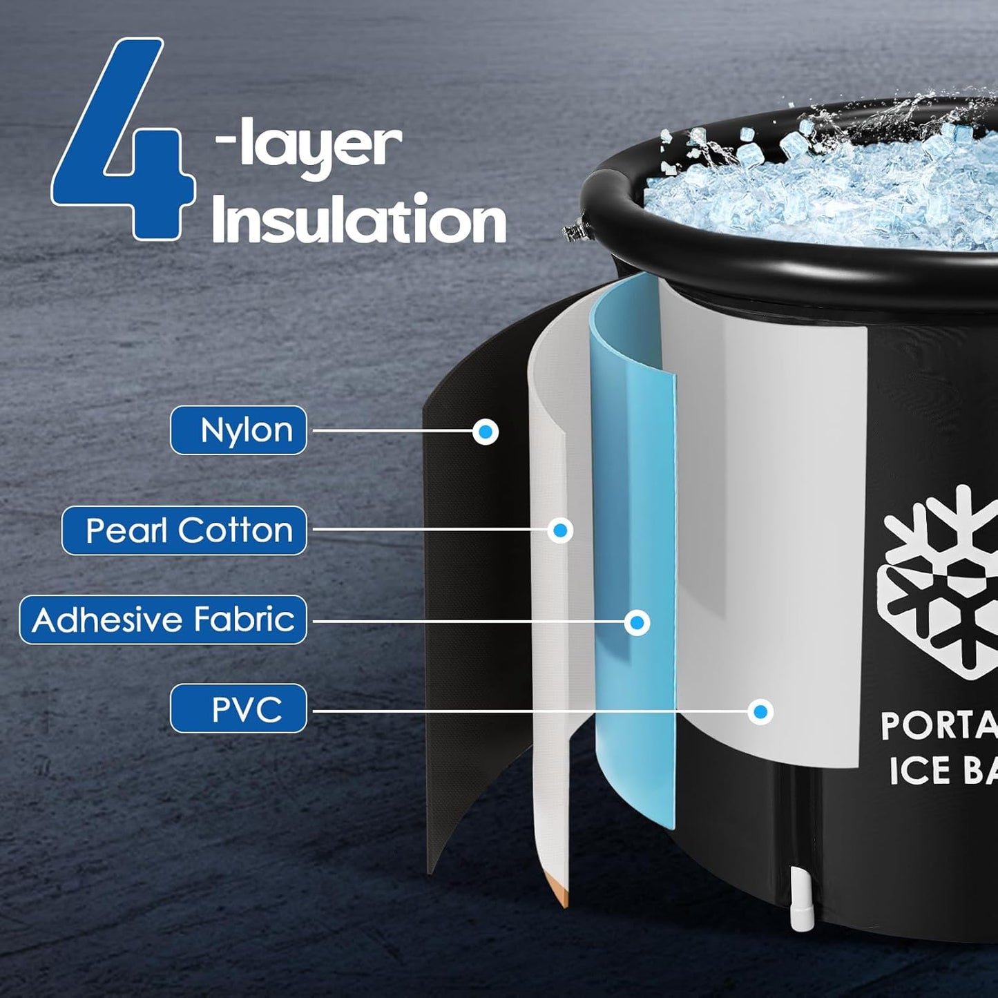 Ice Bath Tub for Athletes, 376L Ice Bath Outdoor for Recovery, Large Cold Water Therapy Tub, Portable Ice Bath Freestanding Cold Plunge Tank Adults Spa Soaking Baths