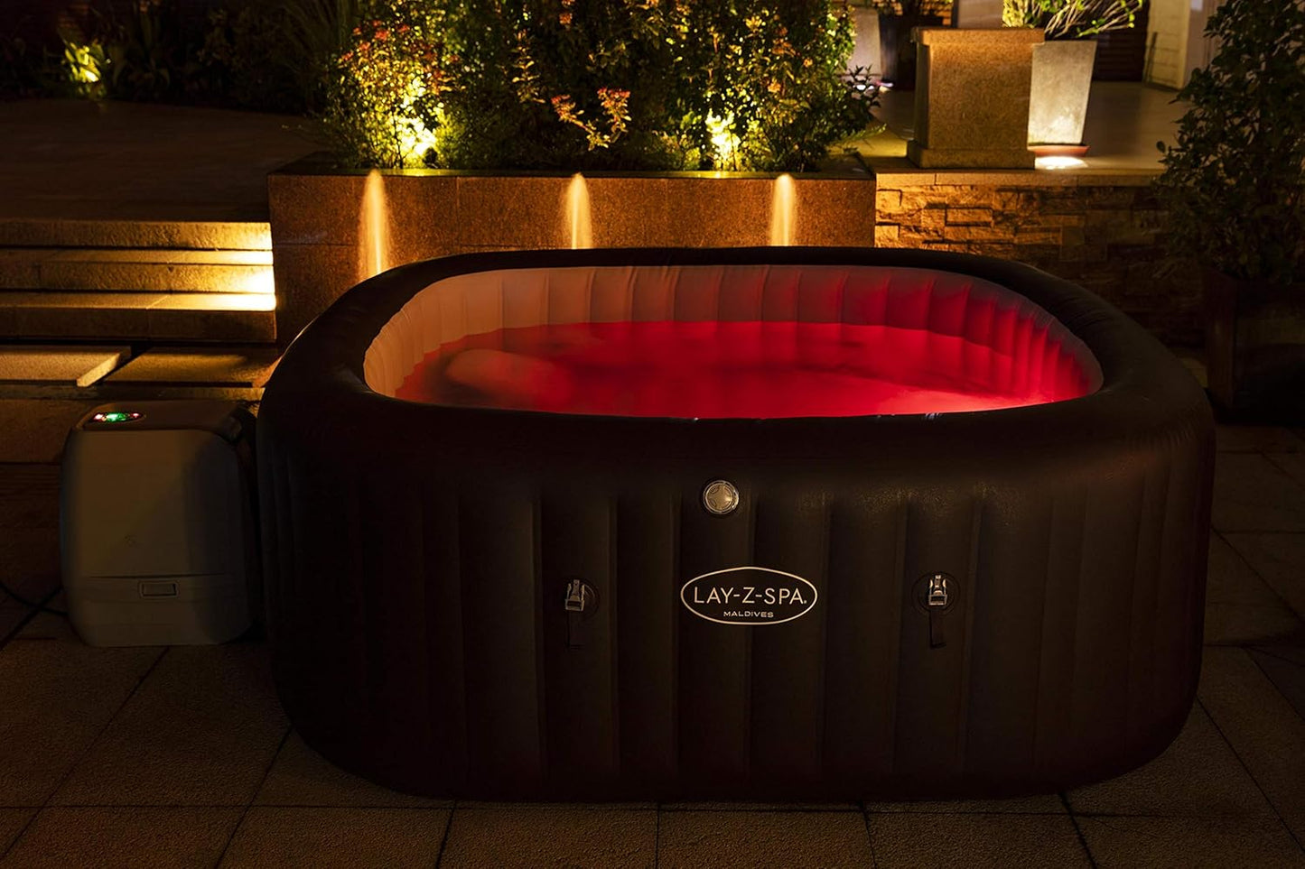 Maldives Luxury Hot Tub, 8 Hydrojet Pro Massage System Inflatable Spa with LED Lights, Foot Massager and Freeze Shield Technology, 5-7 Person