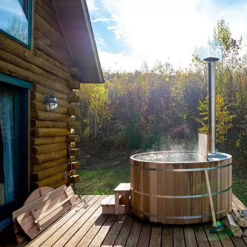 Wooden Home Outdoor 3 Person Wood Fire Hot Tub Bathtub for Fat People