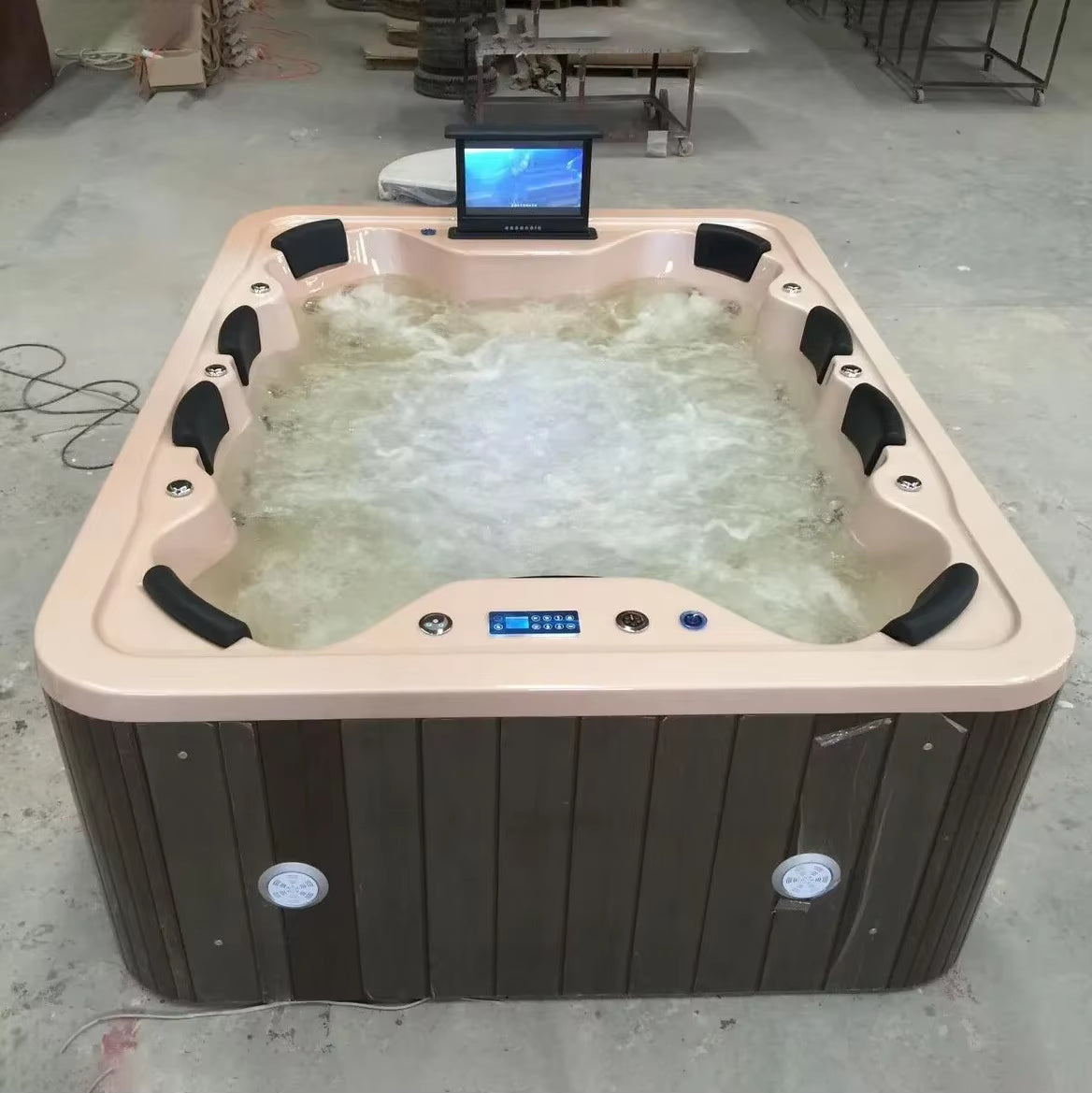 Large Outdoor Acrylic Spa Hot Tub,Multi-Person Home Swimming Pool,Constant Temperature Heating Massage Hydrotherapy Bathtub
