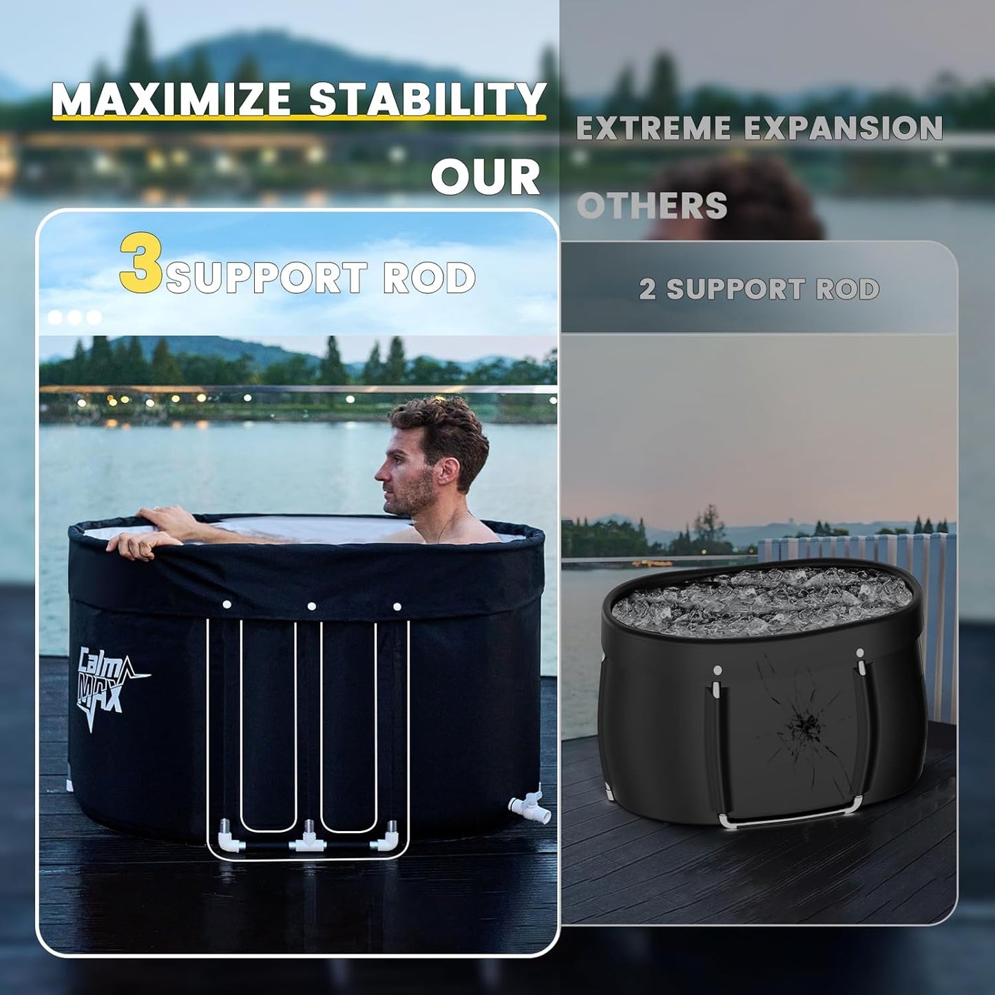 Oval Ice Bath Tub with Lid for Athletes 492L Portable Cold Plunge Tub for Cold Water Therapy 5 Layers Ice Baths at Home Outdoor Gym - 105Cm Long
