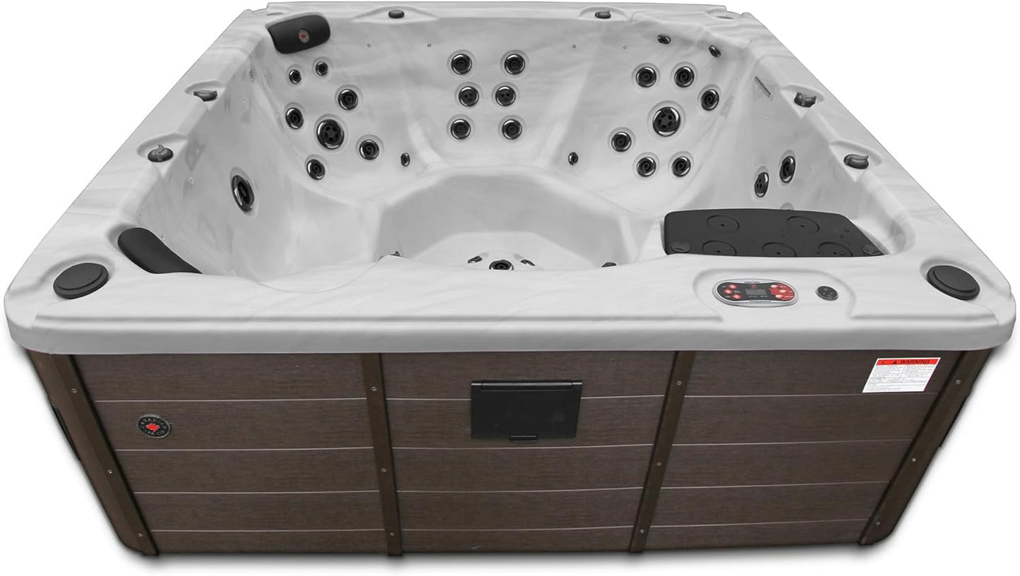 Victoria AI Hot Tub | 6-7-Person 44-Jet | 219 X 219 Cm Square, with Cover, LED Lighting, Heating and 58 Hydrotherapy Massage Jets, Year-Round Use
