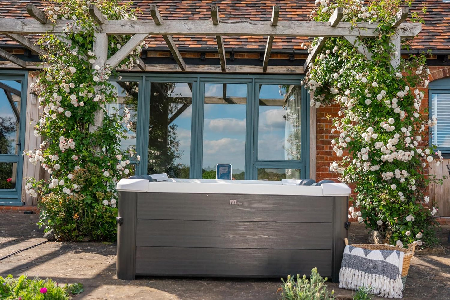 Oslo Hot Tub with Wi-Fi Control LED Lighting Hydrotherapy Jets and Cover Included - Portable Modular 13AMP Plug and Play