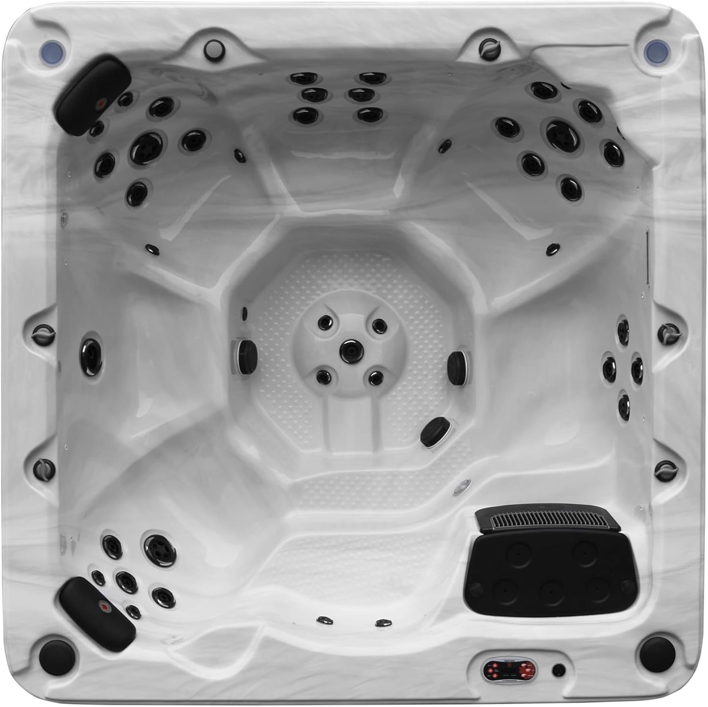 Victoria AI Hot Tub | 6-7-Person 44-Jet | 219 X 219 Cm Square, with Cover, LED Lighting, Heating and 58 Hydrotherapy Massage Jets, Year-Round Use