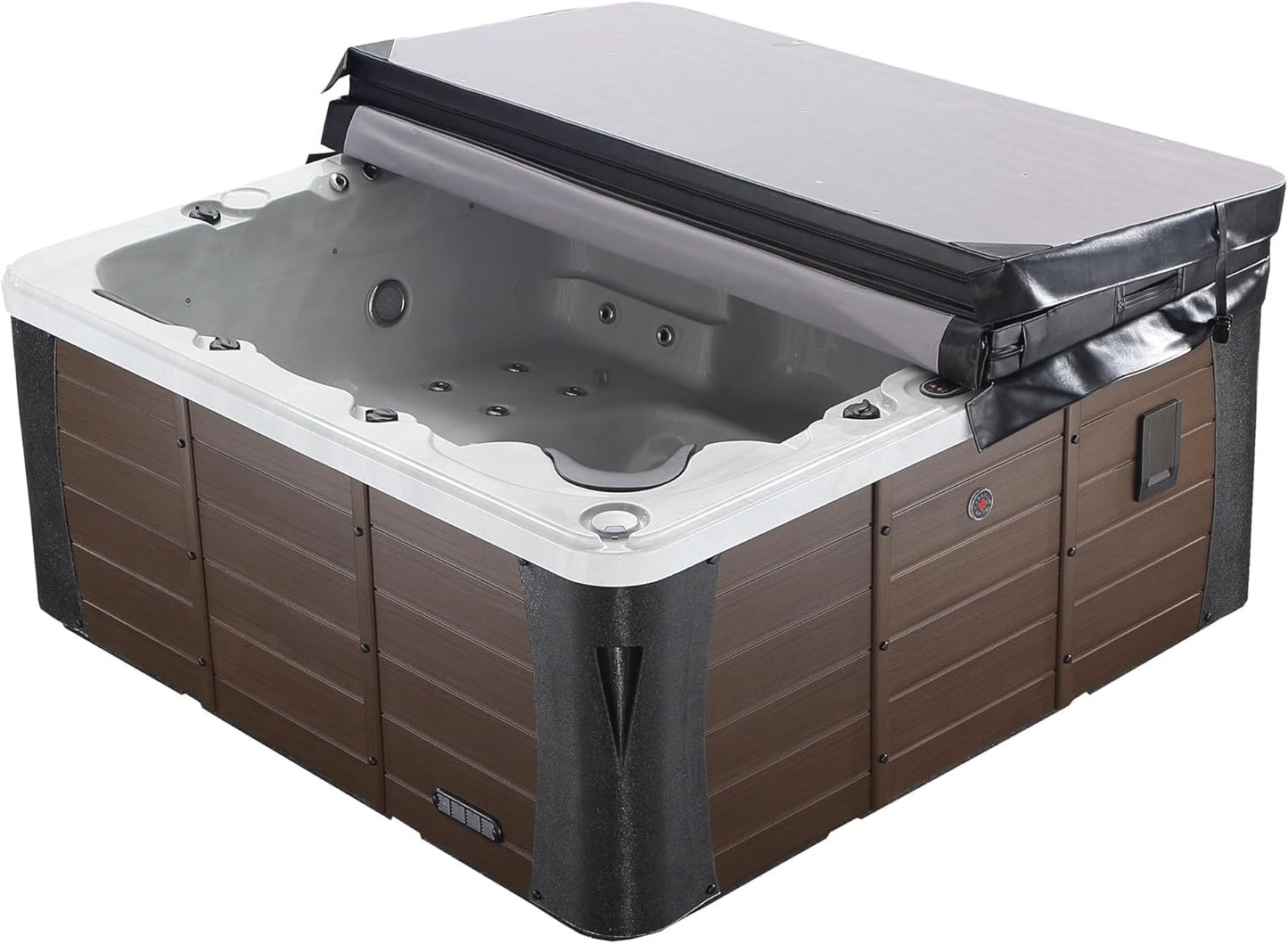 Erie AI Hot Tub | 6-Person 46-Jet | 213 X 213 Cm Square, with Cover, LED Lighting, Heating and 46 Hydrotherapy Massage Jets, Year-Round Use