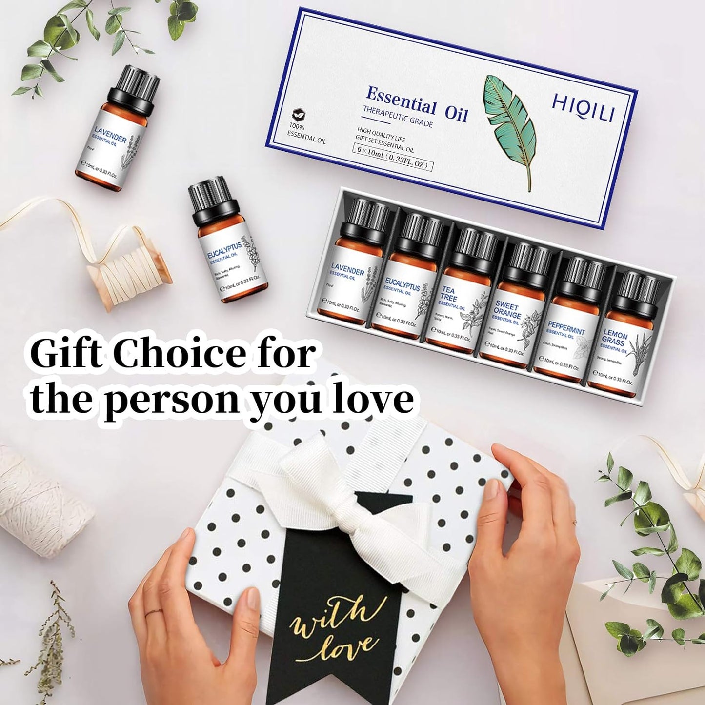 Classical Essential Oils Set, Pure Essential Oil, Lavender Tea Tree Eucalyptus Peppermint Orange Lemongrass for Diffusers Home Humidifier Candle Soap Making -6X10Ml