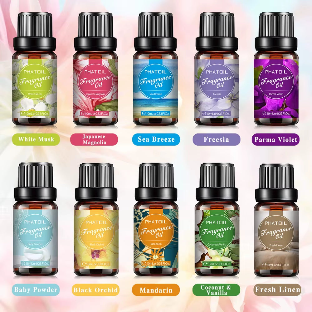 10Ml Essential Oils Set White Musk Freesia Mandarin Aromatic Diffuser Fragrance Oils for Humidifier Candles Soap Making