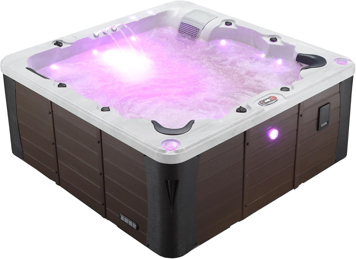 Erie AI Hot Tub | 6-Person 46-Jet | 213 X 213 Cm Square, with Cover, LED Lighting, Heating and 46 Hydrotherapy Massage Jets, Year-Round Use