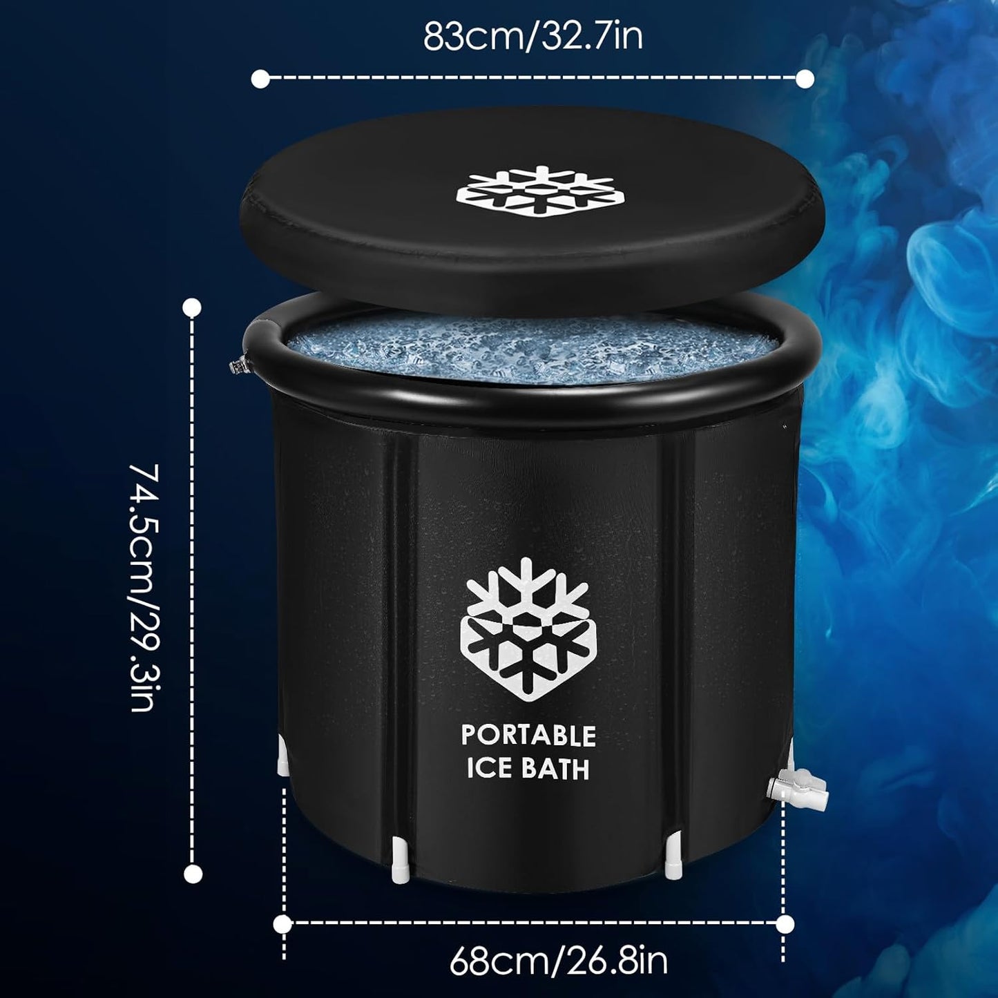 Ice Bath Tub for Athletes, 376L Ice Bath Outdoor for Recovery, Large Cold Water Therapy Tub, Portable Ice Bath Freestanding Cold Plunge Tank Adults Spa Soaking Baths