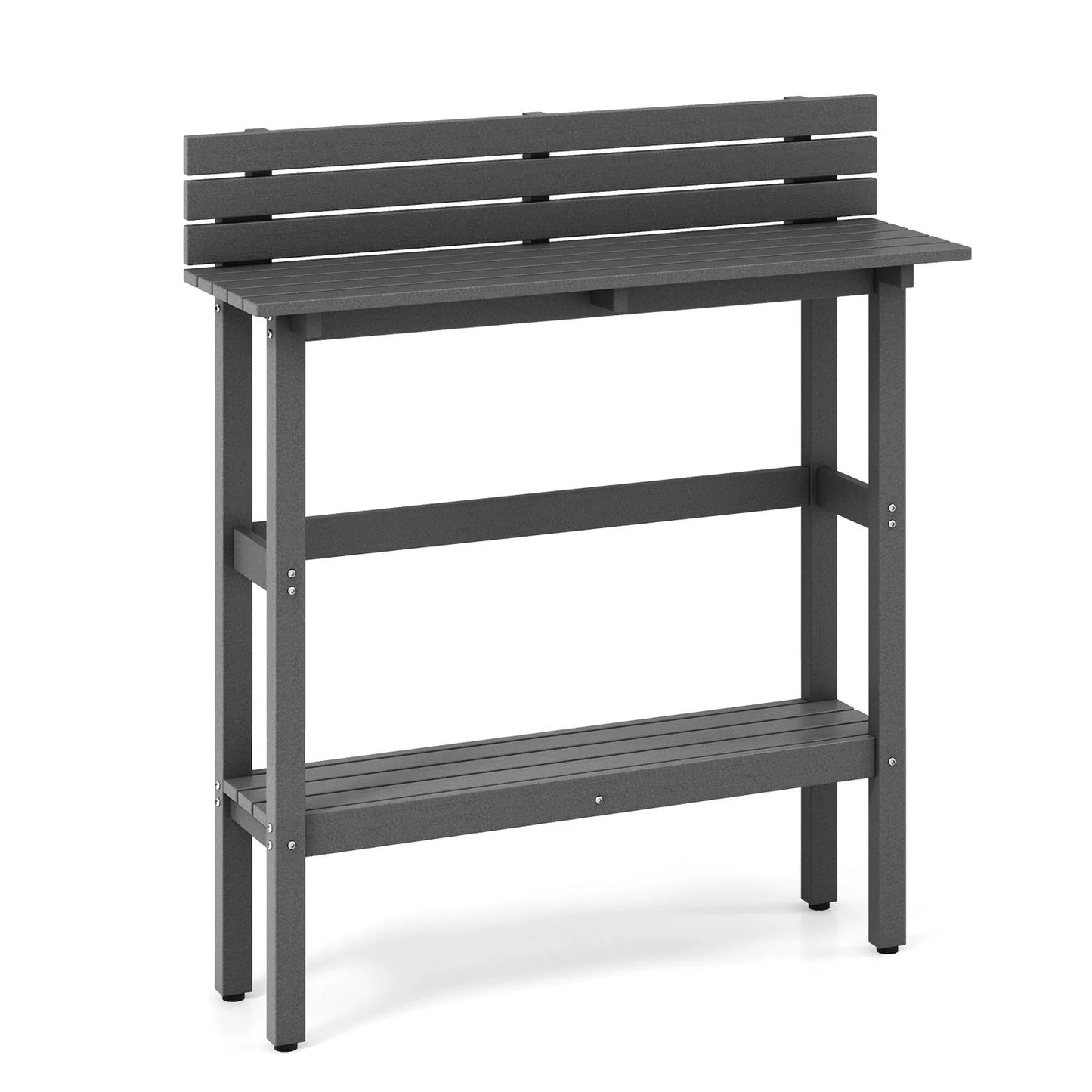 Outdoor Bar Table Patio Pub Height Counter Table with Storage Shelf