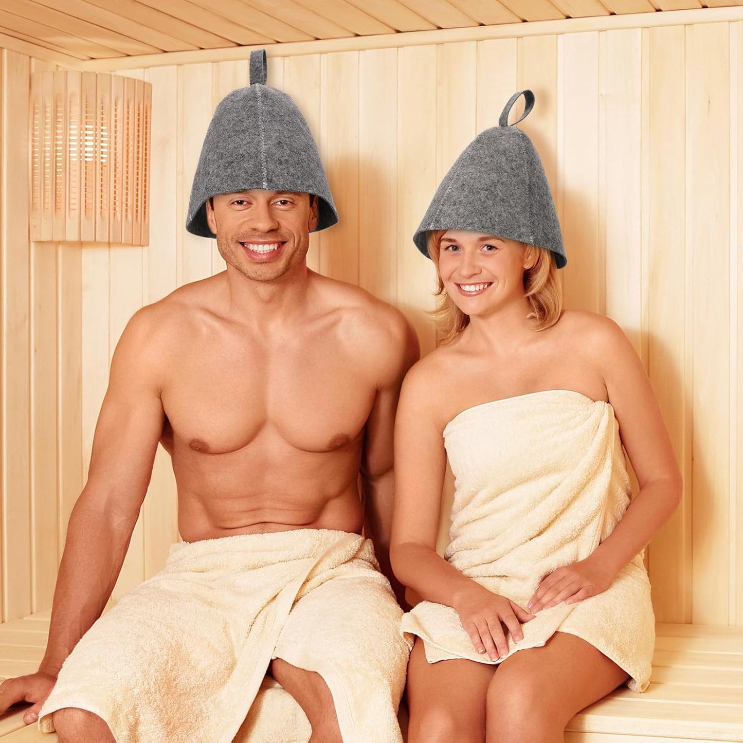 2Pcs Original Wool Sauna Hat for Women and for Men Natural Felt Russian Bath Hat Vaporarium Hat Bath Accessories for Sauna on the Street Steam Room