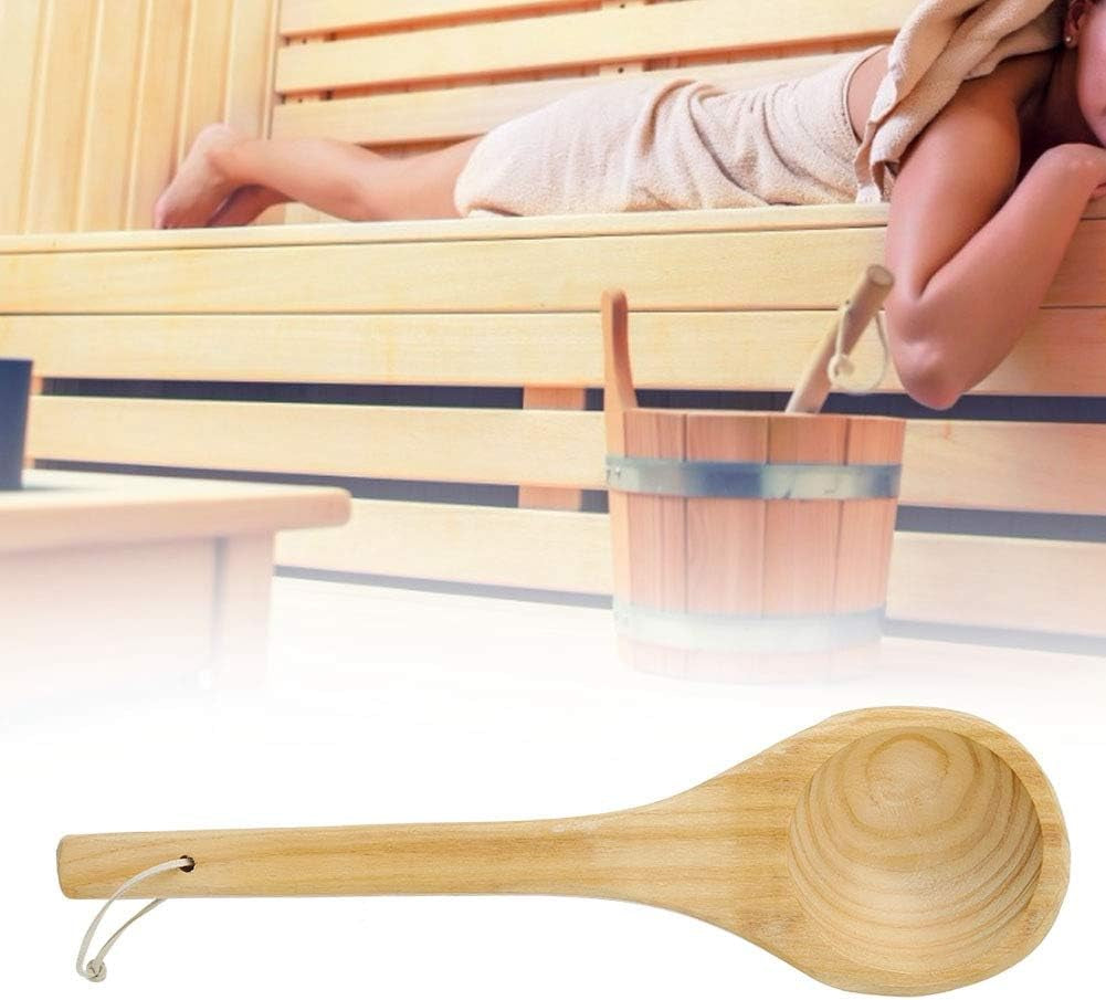Wooden Sauna Ladle, Handmade Bath Ladle Sauna Spoon Water Dipper Spoon Sauna Accessories for Sauna SPA Kitchen, Length 39Cm