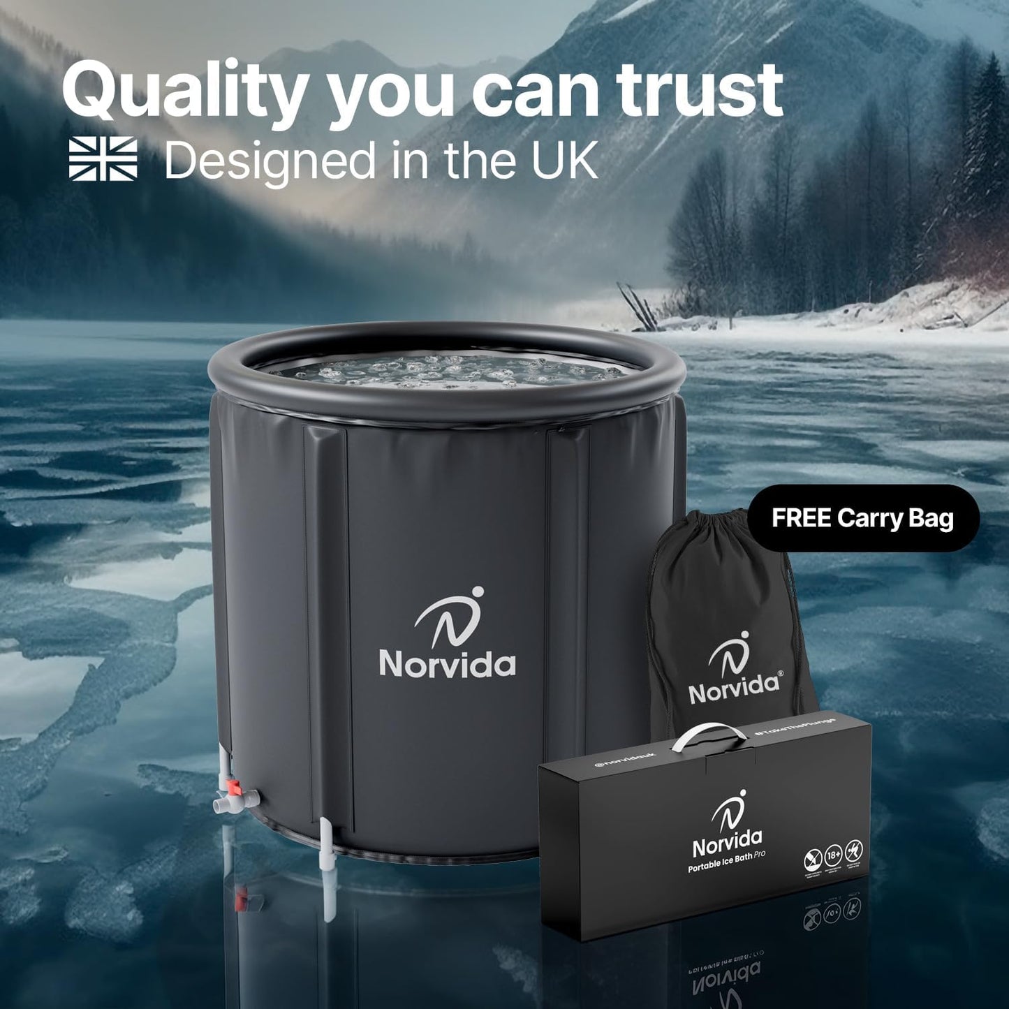 Ice Bath Tub Outdoor, Large Cold Water Therapy Ice Recovery Pod with Lid, All-Weather Cover, Portable Adult Ice Bath for outside Cold Plunge (2.0)
