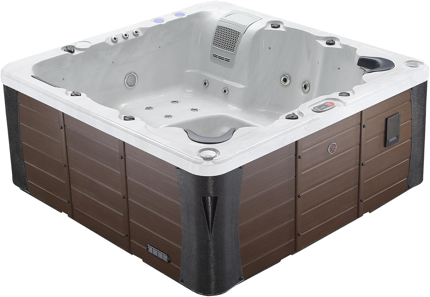 Erie AI Hot Tub | 6-Person 46-Jet | 213 X 213 Cm Square, with Cover, LED Lighting, Heating and 46 Hydrotherapy Massage Jets, Year-Round Use